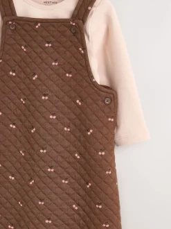 Cerise marron - Ensemble 2 pièces avec salopette matelassée et body bébé (0mois-3ans)