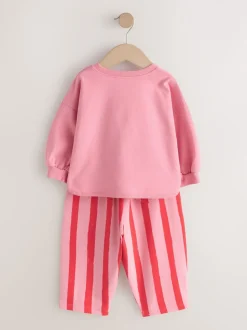 Cerise rembourrée rose - Ensemble haut à manches longues et pantalon barillet (3mois-7ans)