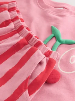 Cerise rembourrée rose - Ensemble haut à manches longues et pantalon barillet (3mois-7ans)