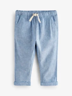 Chambray bleu - Pantalon en lin Blend à enfiler (3mois-7ans)