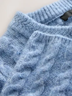 Chambray bleu - Robe mini pull en maille torsadée