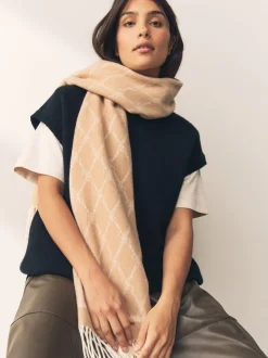 chameau - Écharpe Premium Made in Italie en jacquard monogram 100% laine mi-épaisse