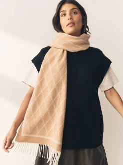 chameau - Écharpe Premium Made in Italie en jacquard monogram 100% laine mi-épaisse