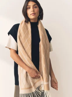 chameau - Écharpe Premium Made in Italie en jacquard monogram 100% laine mi-épaisse