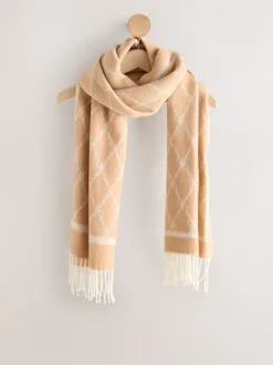 chameau - Écharpe Premium Made in Italie en jacquard monogram 100% laine mi-épaisse