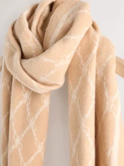 chameau - Écharpe Premium Made in Italie en jacquard monogram 100% laine mi-épaisse