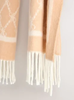 chameau - Écharpe Premium Made in Italie en jacquard monogram 100% laine mi-épaisse