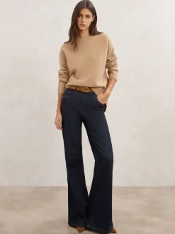 chameau - Pull Reiss Ella à col rond en laine et cachemire