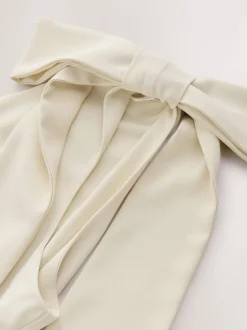 champagne - Robe de demoiselle d’honneur Maxi à une épaule avec nœud