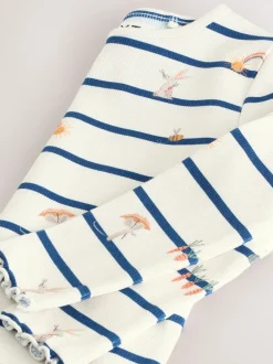 Character à rayures écru/bleu marine - T-shirt à manches longues en côtes (3mths-7yrs)