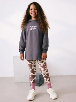 charbon de bois - Ensemble Leggings Sweat-shirt à capuche imprimé graphique (3-16ans)