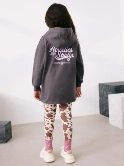 charbon de bois - Ensemble Leggings Sweat-shirt à capuche imprimé graphique (3-16ans)