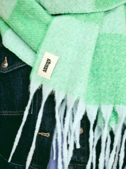 Écharpe Eleanor Bowmer à carreaux bleu et vert