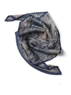 Écharpe plissée motif paisley Aela bleue