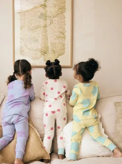 Chat/ Licorne/ Fleur pastel - Lot de 3 pyjamas Snuggle à manches longues (9mois-12ans)