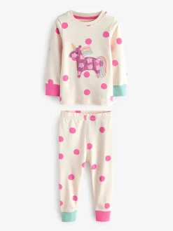 Chat/ Licorne/ Fleur pastel - Lot de 3 pyjamas Snuggle à manches longues (9mois-12ans)