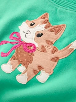 Chat vert - Sweat à col ras du cou (3mths-7yrs)