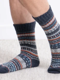 Chaussons chaussettes Totes Toasties Blend Fair Isle en laine pour homme