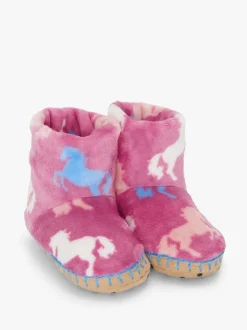 Chaussons Hatley Beautiful Horses en polaire duveteuse rose