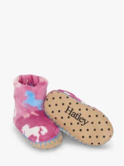 Chaussons Hatley Beautiful Horses en polaire duveteuse rose