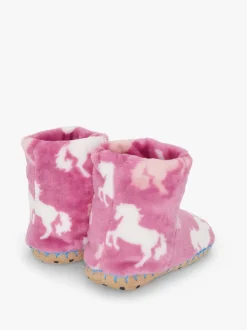 Chaussons Hatley Beautiful Horses en polaire duveteuse rose