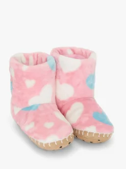 Chaussons Hatley en polaire duveteuse à gros cœurs rose