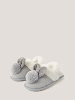 Chaussons Monsoon lapin à pompons duveteux