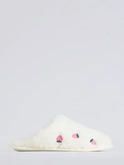 Chaussons mules brodés Boux Avenue à la fraise