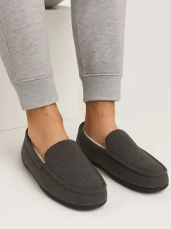 Chaussons Totes Toasties, mocassins en feutre pour homme avec doublure sherpa