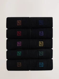 Chaussures à talons riches noires - Lot de 10 paires de chaussettes confortables rayées à semelle rembourrée