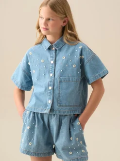 Chemise Angel & Rocket Zeta carrée en denim avec ornements