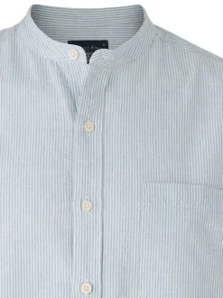 Chemise décontractée Savile Row Company Classic Fit Rayure en Lin à Col mao