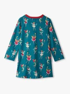 Chemise de nuit Hatley Noël Faeries bleu marine à Manches longues
