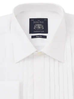 Chemise de smoking Savile Row Company Coupe ajustée en popeline de coton plissée à double poignet