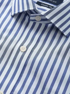 Chemise habillée en coton rayé classique Savile Row Company à double poignet