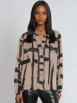 Chemise Religion Carolina avec col volanté à rayures abstraites