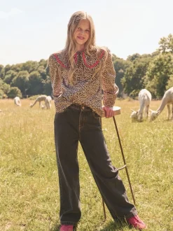 Chemisier Angel & Rocket Elle imprimé léopard à col volanté