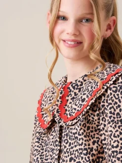 Chemisier Angel & Rocket Elle imprimé léopard à col volanté