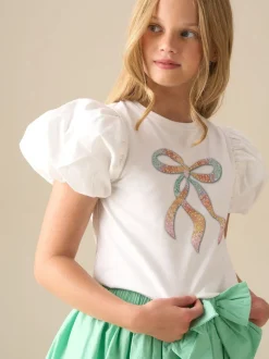 Chemisier Angel & Rocket Elodie à nœud, sequins et manches bouffantes