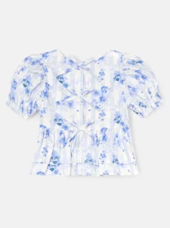 Chemisier Angel & Rocket Pia Fleuri détail cravate péplum