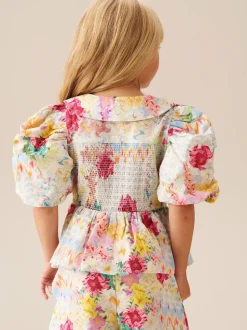 Chemisier froncé Angel & Rocket Orla multicolore à col Claudine