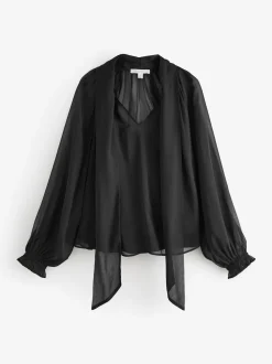 Chemisier Laura Ashley en mousseline à nœud foulard