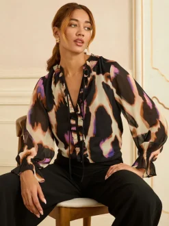 Chemisier Love & Roses manches longues à col cranté