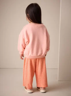 Chien rose pêche - Ensemble Sweat-shirt et Pantalons Amples (3mois-7ans)