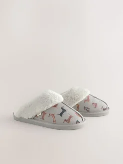 Chien saucisse gris - Suede Mule Pantoufles