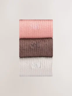 Choc/Neutre/Rose - Self. Chaussettes de cheville Cushion Sole Lounge 3 Pack