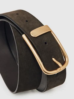 chocolat - Ceinture en cuir avec boucle à demi-passant Reiss Iyla