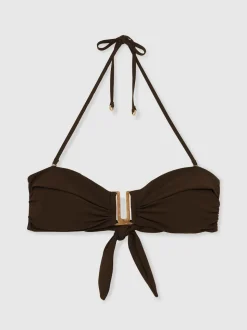 chocolat - Haut de bikini bandeau à bretelles amovibles Reiss Carina
