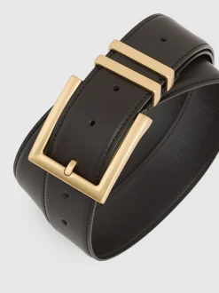 chocolat - Reiss Brompton Leather Square Buckle Ceintures