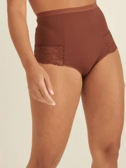 Chocolat Nude - Imprimé Gainant Culotte brésilienne dos lacé 2 Lot